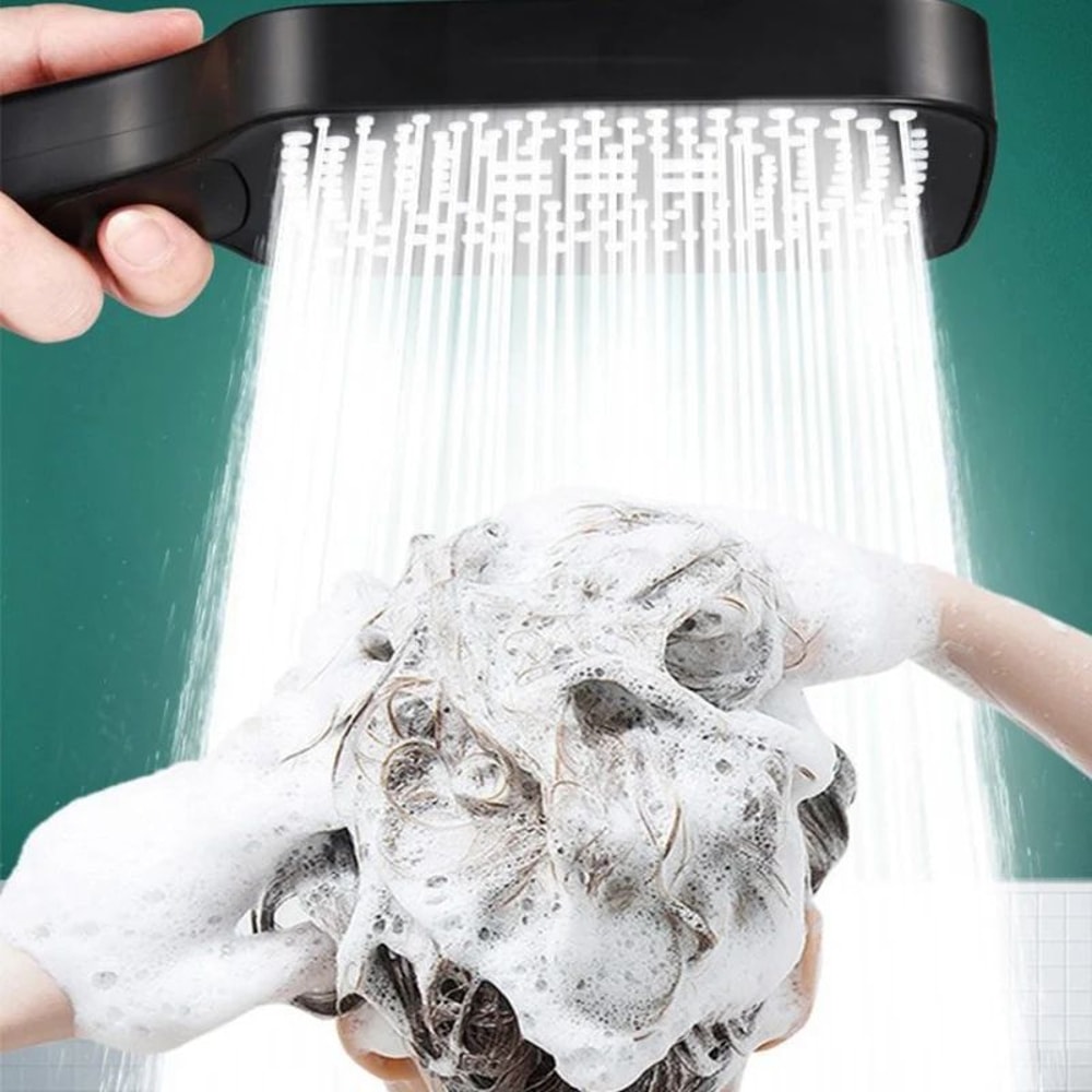 High Pressure Rainfall Shower Head Square Large Outlet Adjustable Set 2