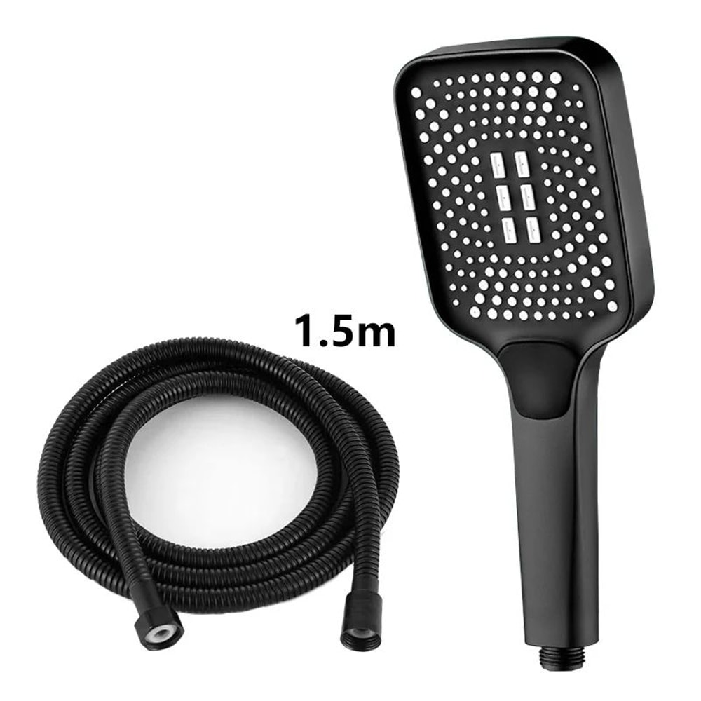 High Pressure Rainfall Shower Head Square Large Outlet Adjustable Set 7