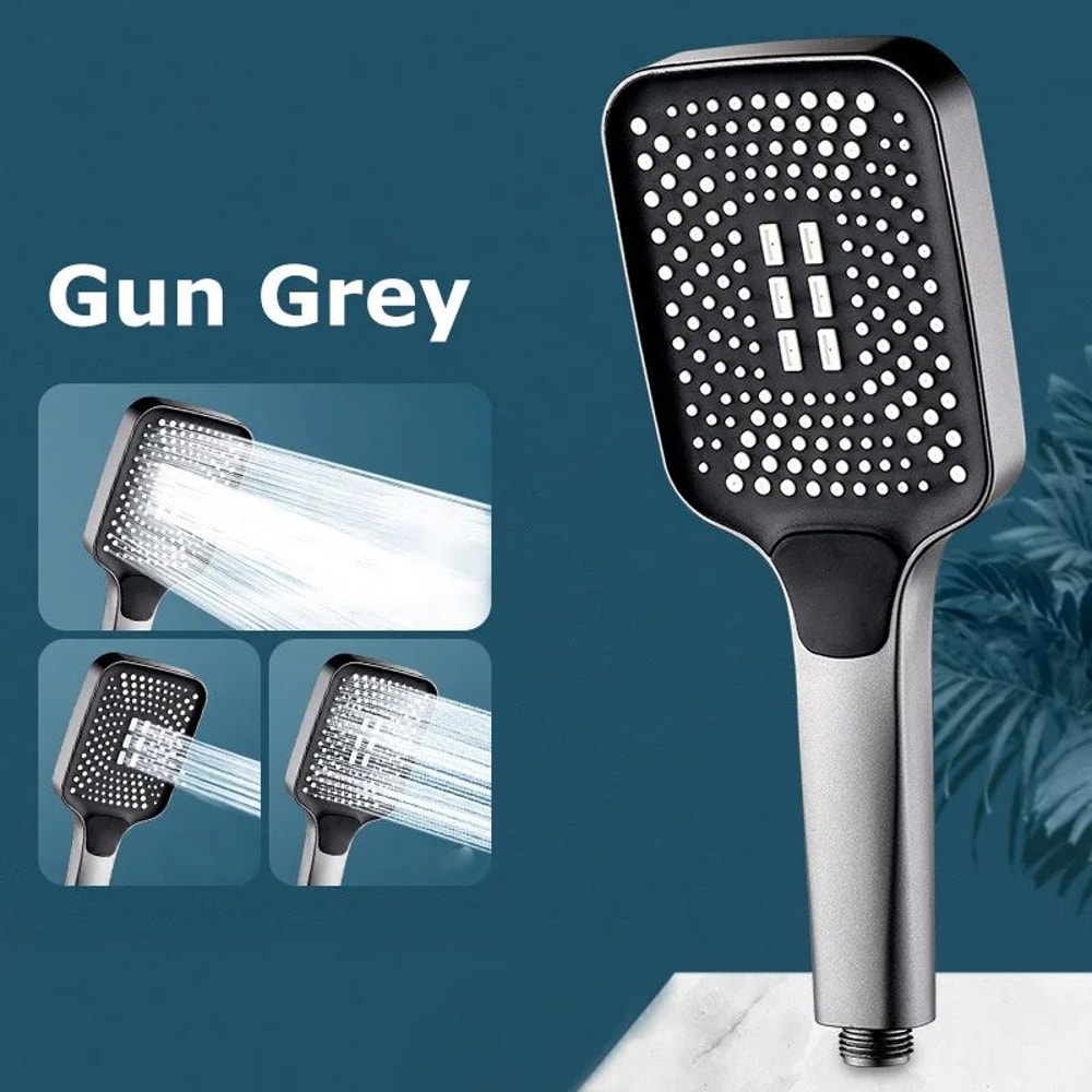 High Pressure Rainfall Shower Head Square Large Outlet Adjustable Set 10
