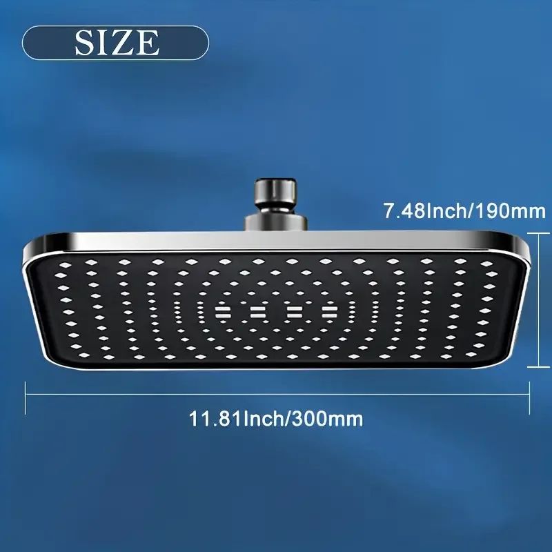High Pressure Rainfall Shower Head Large Panel 360 Adjustable Bathroom Set 1