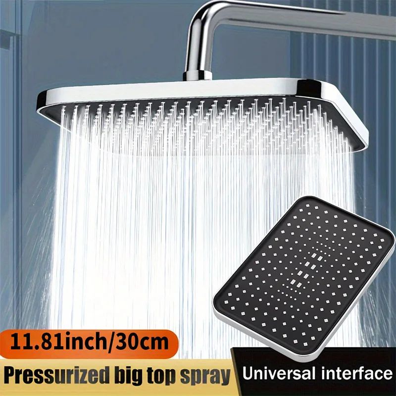 High Pressure Rainfall Shower Head Large Panel 360 Adjustable Bathroom Set 2