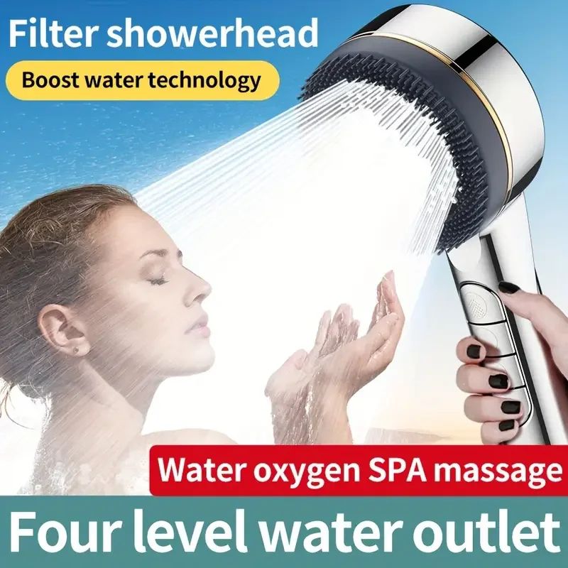 High Pressure Handheld Shower Head 4 Mode Adjustable Bathroom Set 1
