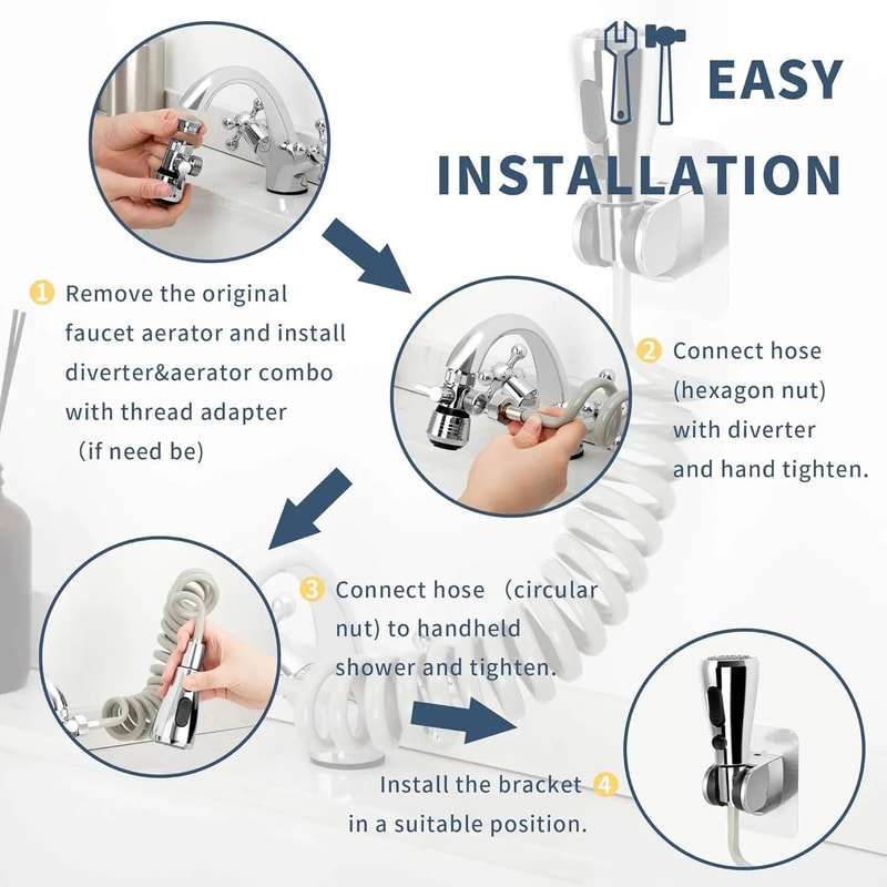 Universal Faucet Shower Extender Kit For Sink And Basin 3