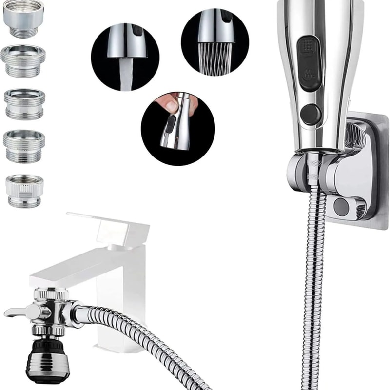 Universal Faucet Shower Extender Kit For Sink And Basin 4