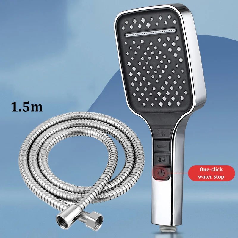 High Pressure Shower Head 7 Mode Adjustable Water Saving Shower Set 15