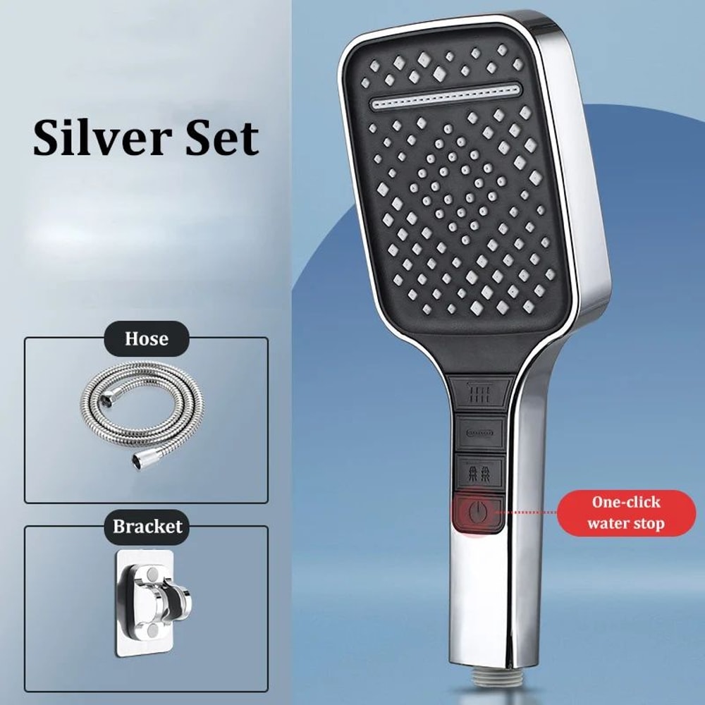High Pressure Shower Head 7 Mode Adjustable Water Saving Shower Set 17