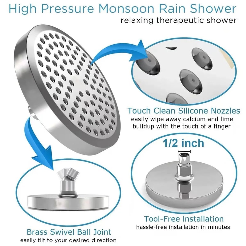 High Pressure Shower Head Set With Extension Rod Bathroom System 3