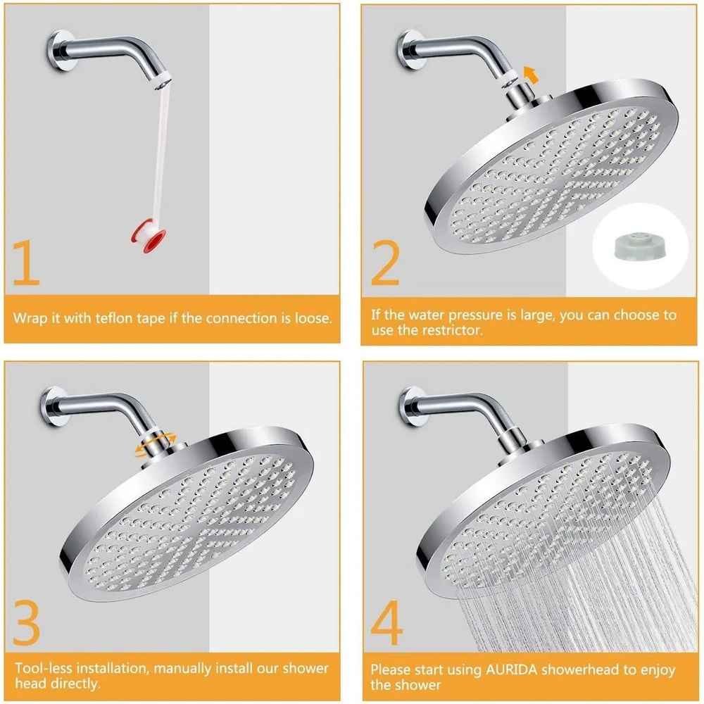 High Pressure Shower Head Set With Extension Rod Bathroom System 5