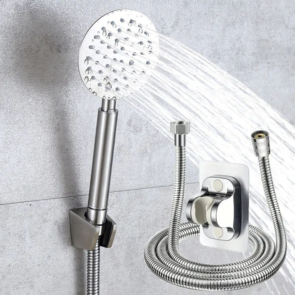 High Pressure Handheld Shower Head Stainless Steel Bathroom Set 0