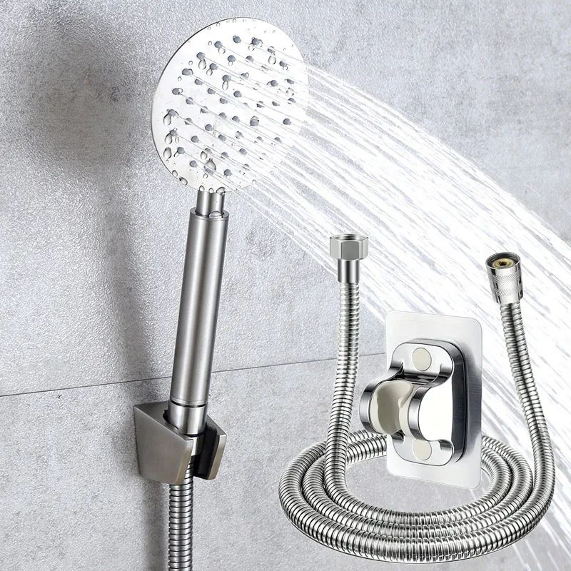 High Pressure Handheld Shower Head Stainless Steel Bathroom Set 0