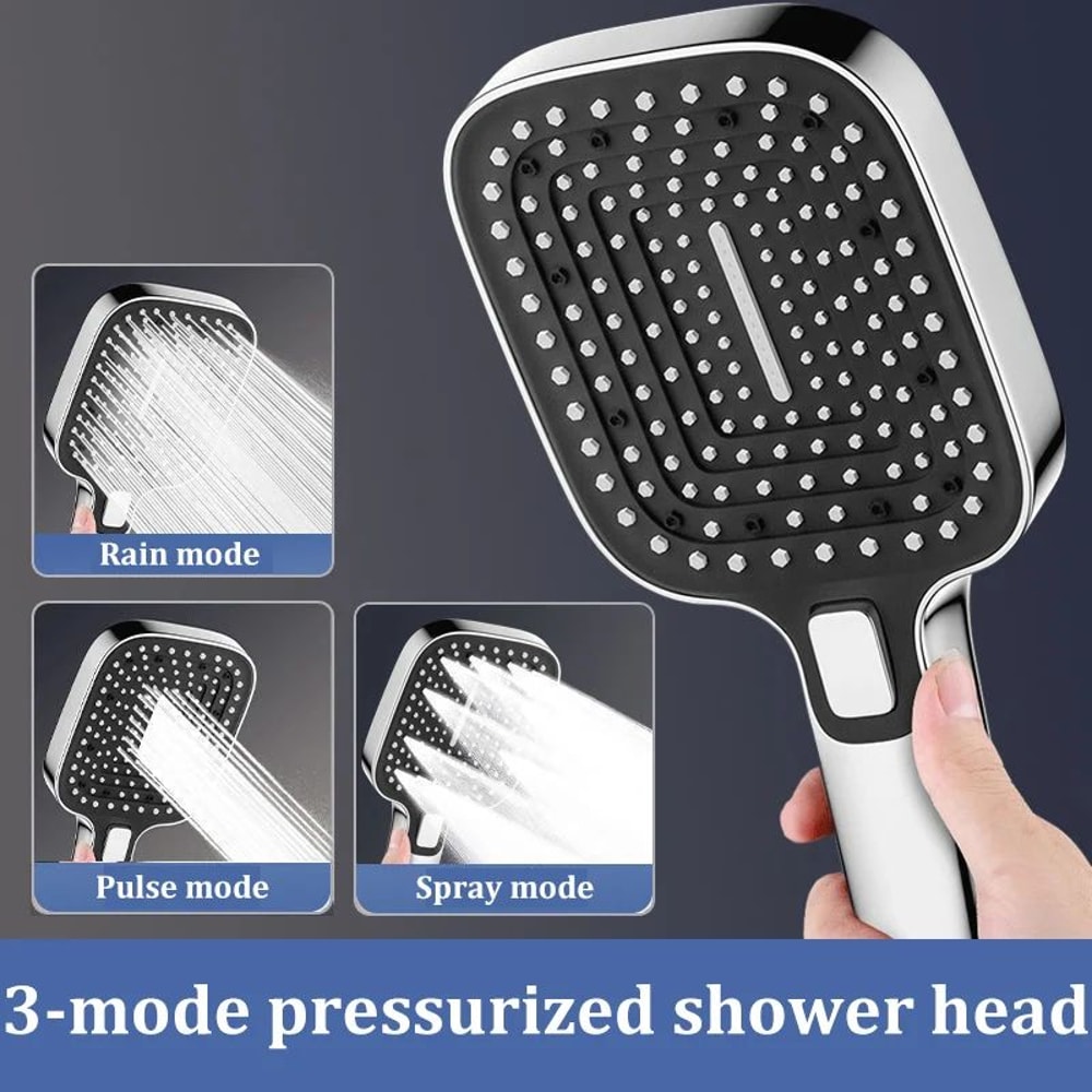 High Pressure 3 Mode Rainfall Shower Head Large Panel Bathroom Set 0