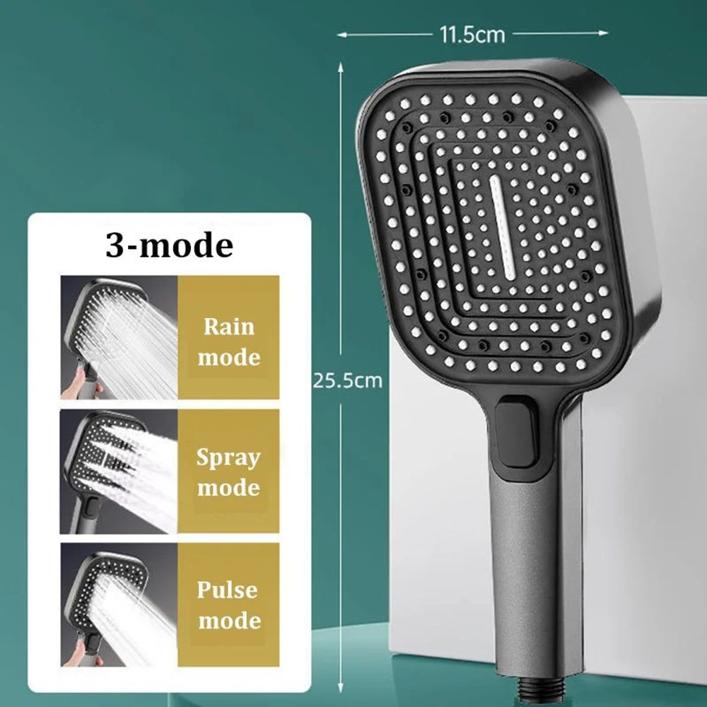 High Pressure 3 Mode Rainfall Shower Head Large Panel Bathroom Set 10