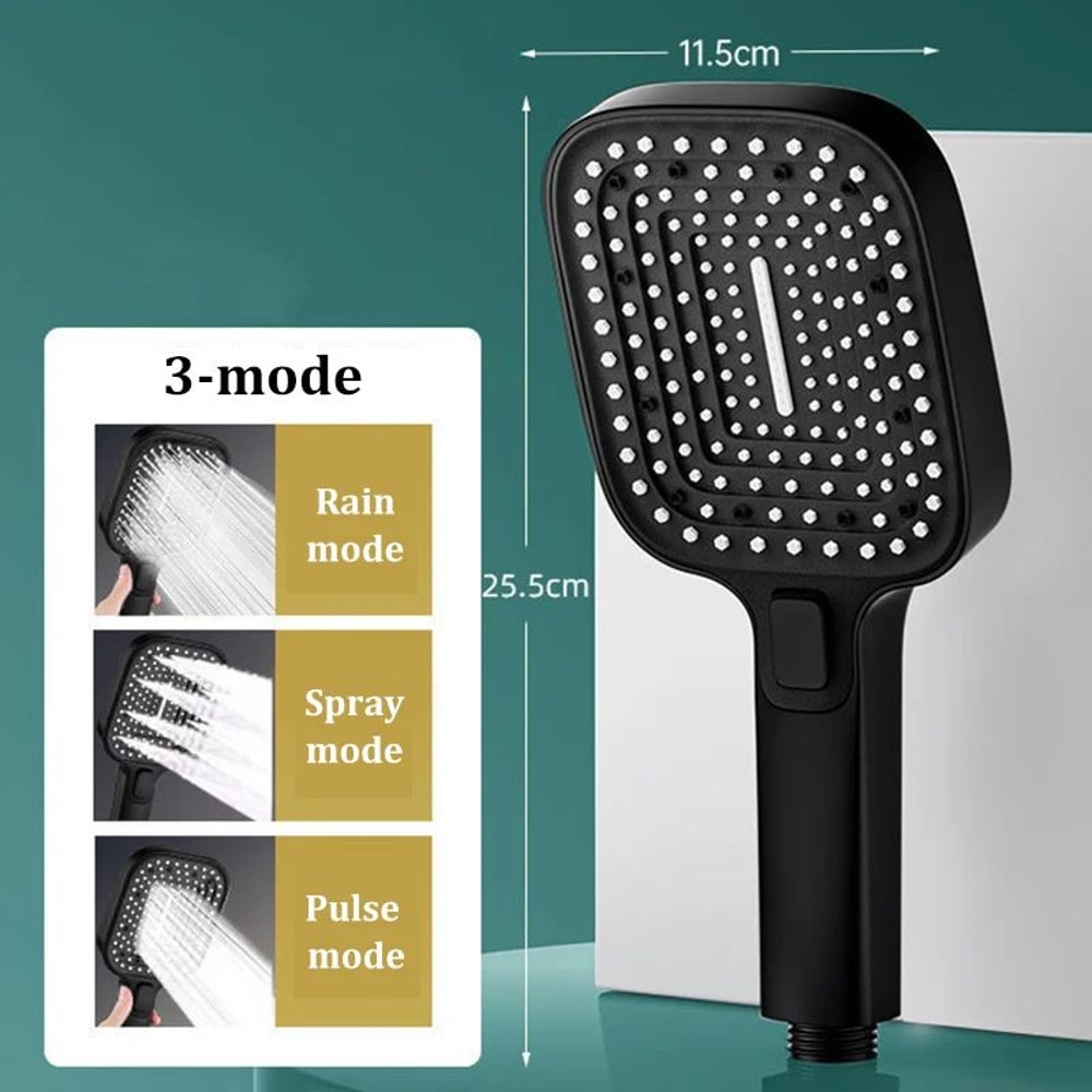 High Pressure 3 Mode Rainfall Shower Head Large Panel Bathroom Set 6