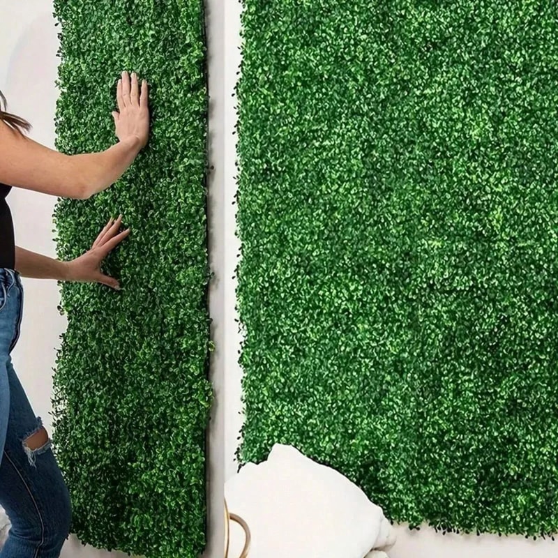 Premium Artificial Grass Wall Panels Boxwood Greenery Backdrop Decor Set 2
