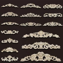 premium vintage wood appliques decorative furniture onlays floral carved accent set