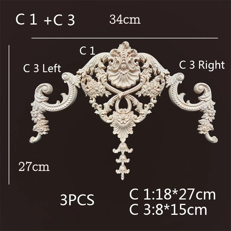 Premium Vintage Wood Corner Appliques Decorative Furniture Onlays Floral Accent Set 9