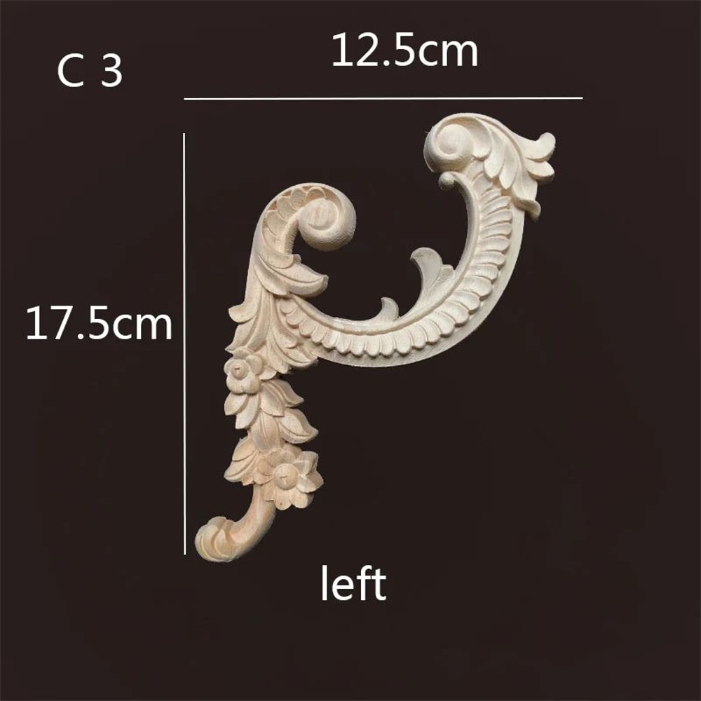 Premium Vintage Wood Corner Appliques Decorative Furniture Onlays Floral Accent Set 19