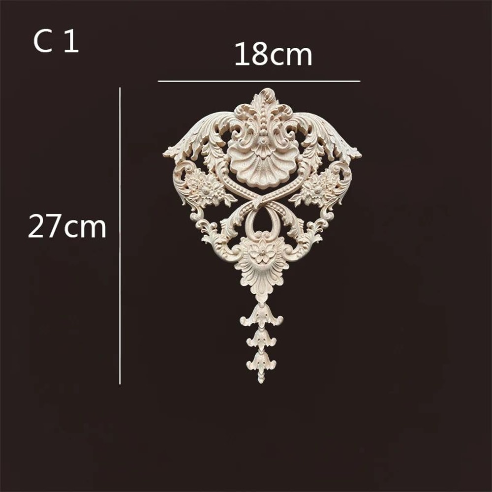 Premium Vintage Wood Corner Appliques Decorative Furniture Onlays Floral Accent Set 8