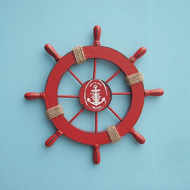 Vintage Wooden Ship Wheel Nautical Wall Decor For Coastal Home Style 7