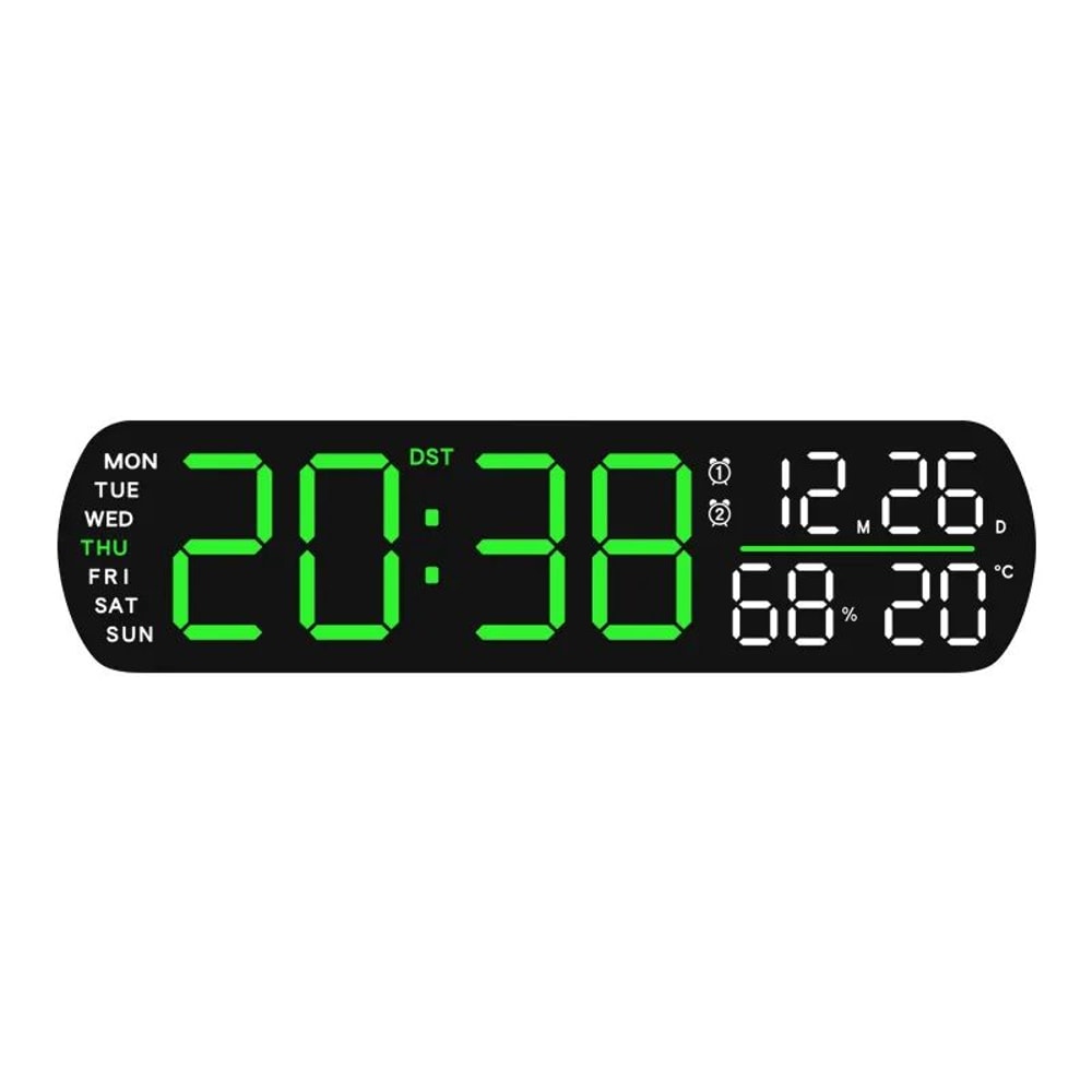 Modern LED Digital Alarm Clock With Temperature Humidity Display And Auto Dimming 7