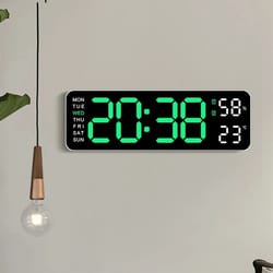 large led digital wall clock with temperature humidity display and adjustable brightness