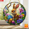 Easter Bunny Acrylic Window Hanging Decor With Floral Egg Design 0