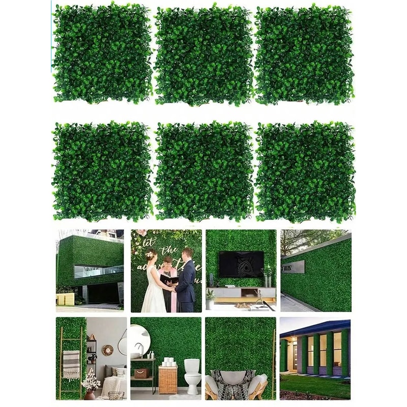 Artificial Boxwood Hedge Wall Panels UV Protected Greenery Privacy Decor Set 1