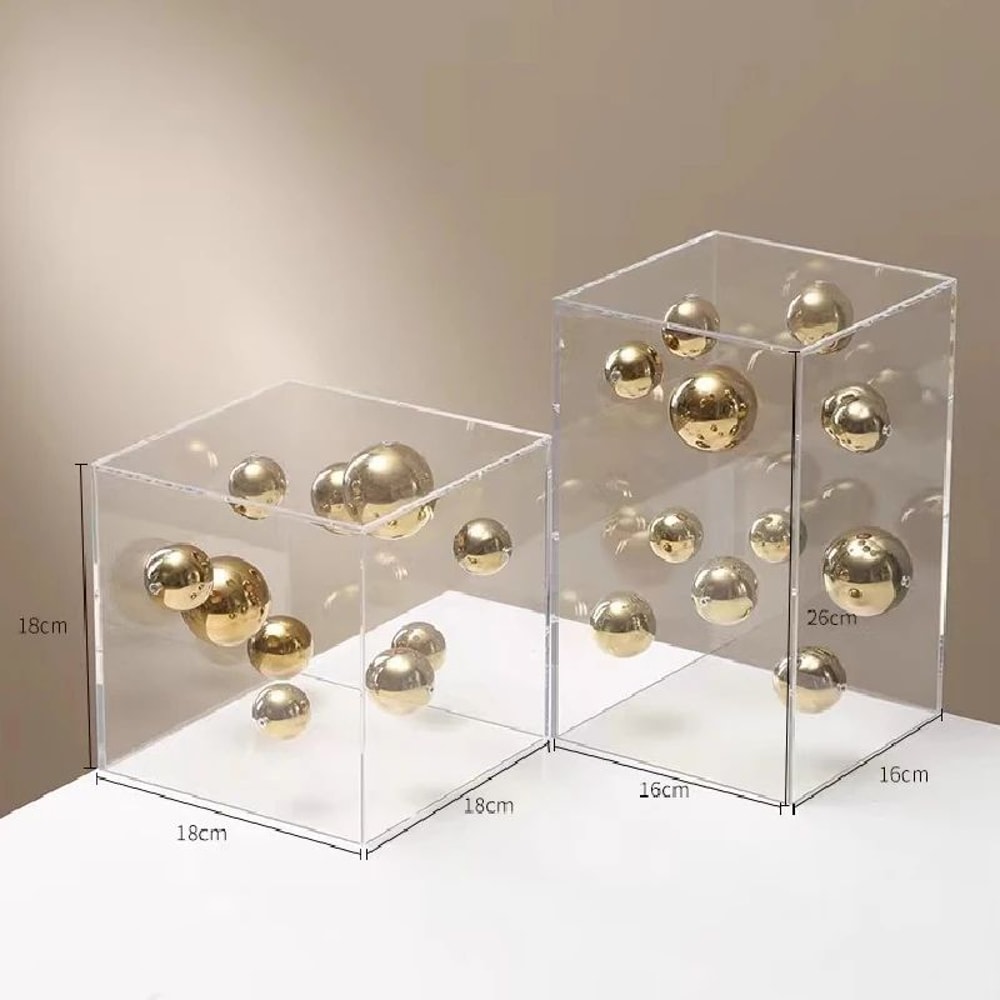 Modern Acrylic Display Box Decorative Cube For Home And Shelf Styling 0