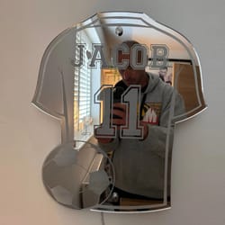 personalized football shirt led mirror custom name wall decor for man cave