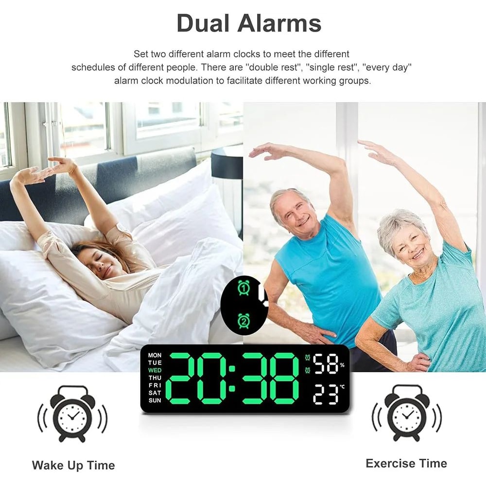 Smart LED Wall Clock With Temperature And Calendar Silent Modern Desk Clock 2