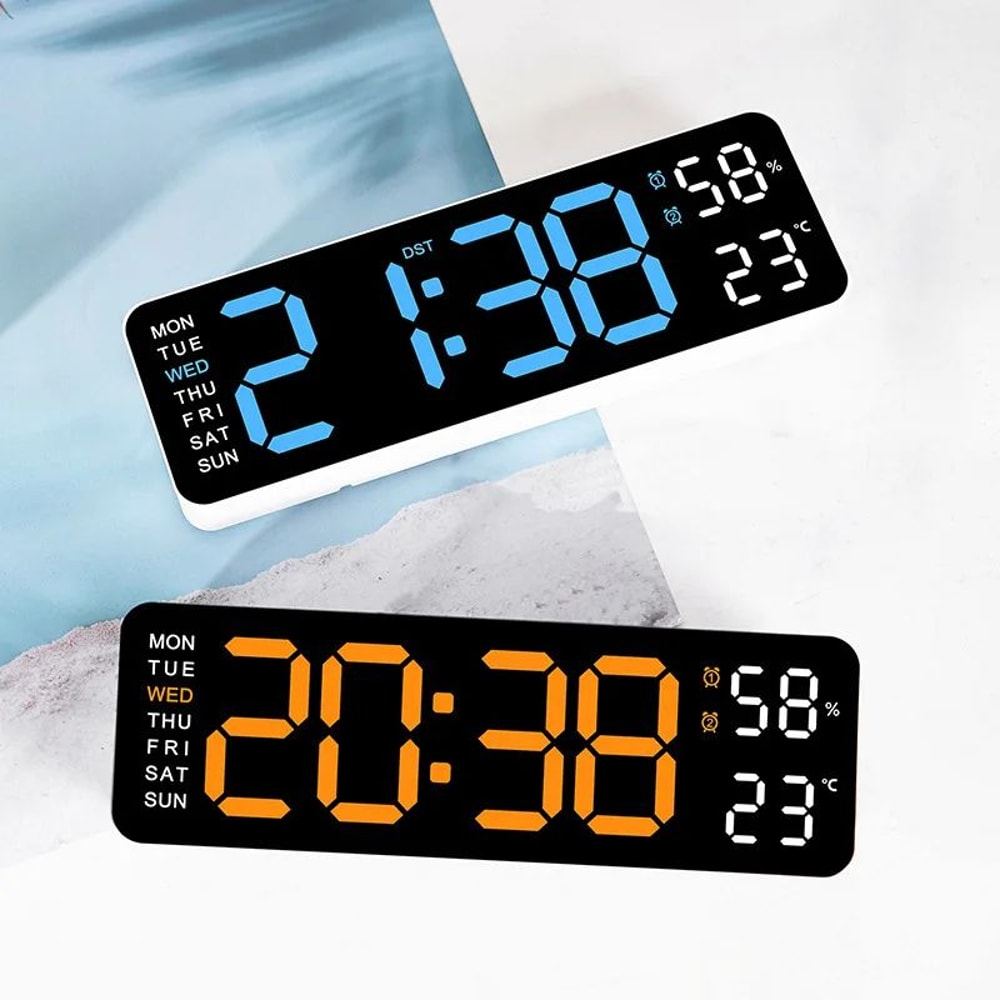 Smart LED Wall Clock With Temperature And Calendar Silent Modern Desk Clock 5