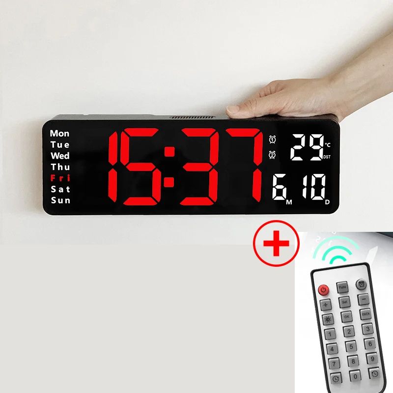 Smart LED Wall Clock With Temperature And Calendar Silent Modern Desk Clock 10