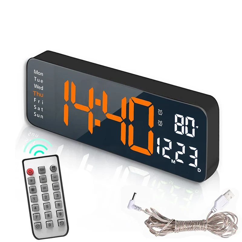 Smart LED Wall Clock With Temperature And Calendar Silent Modern Desk Clock 8