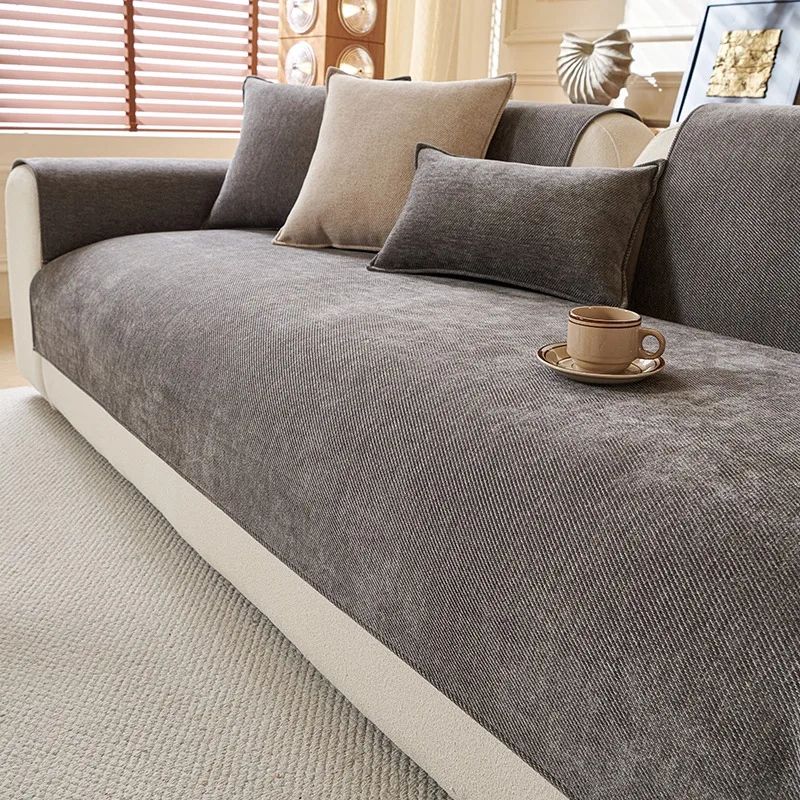 Minimalist Chenille Sofa Cover Anti Slip Couch Protector For Living Room Decor 8