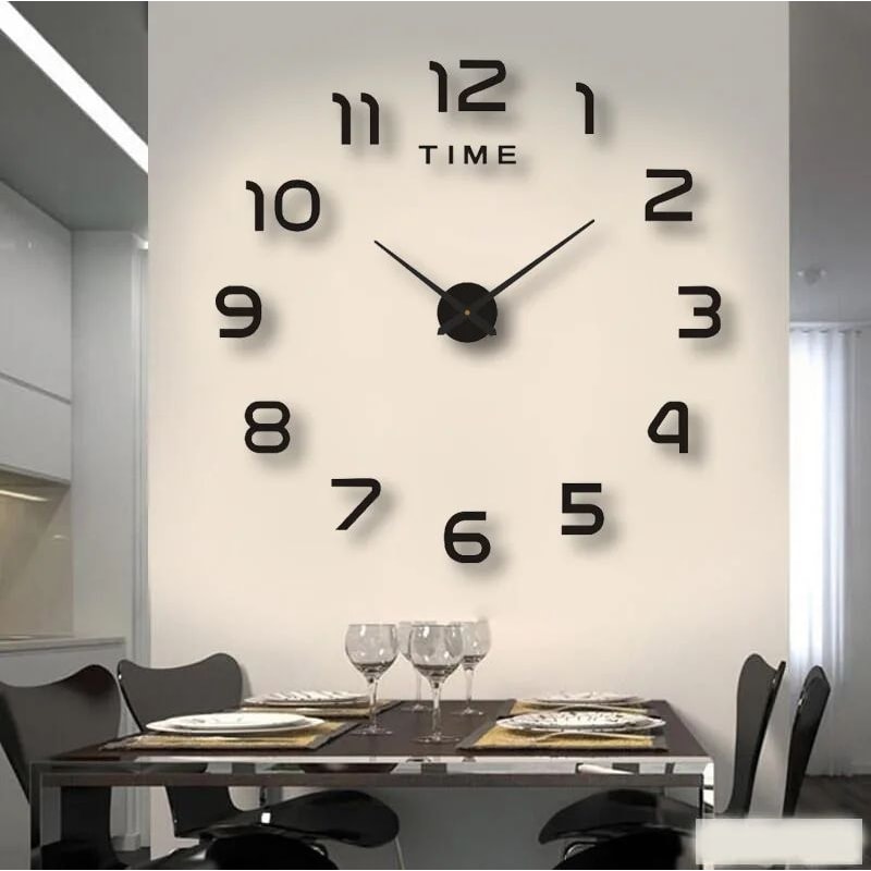 Modern DIY 3D Wall Clock With Acrylic Mirror Stickers For Living Room Decor 1