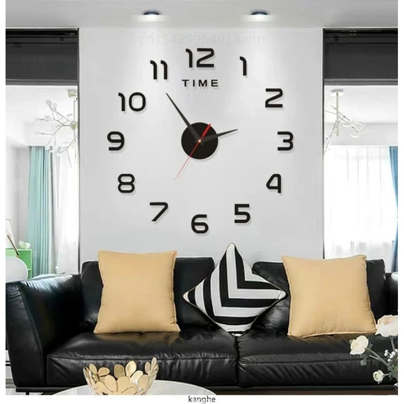Modern DIY 3D Wall Clock With Acrylic Mirror Stickers For Living Room Decor 3