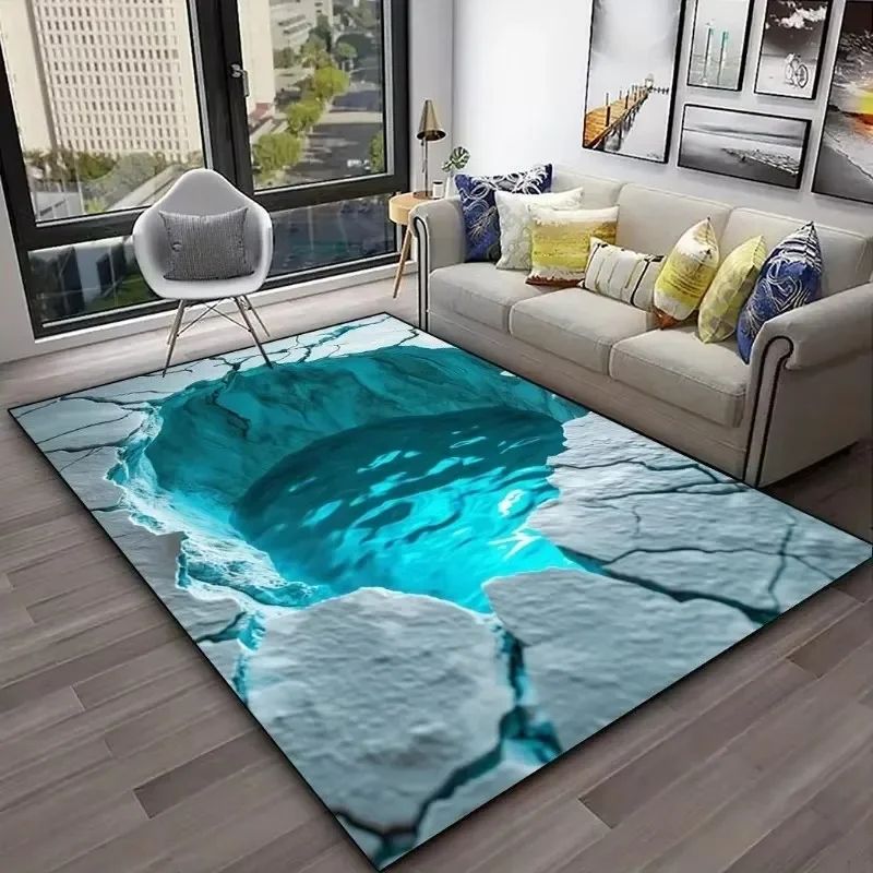 3D Desert Crack Area Rug Non Slip Washable Floor Mat For Living Room Bedroom Decor 6