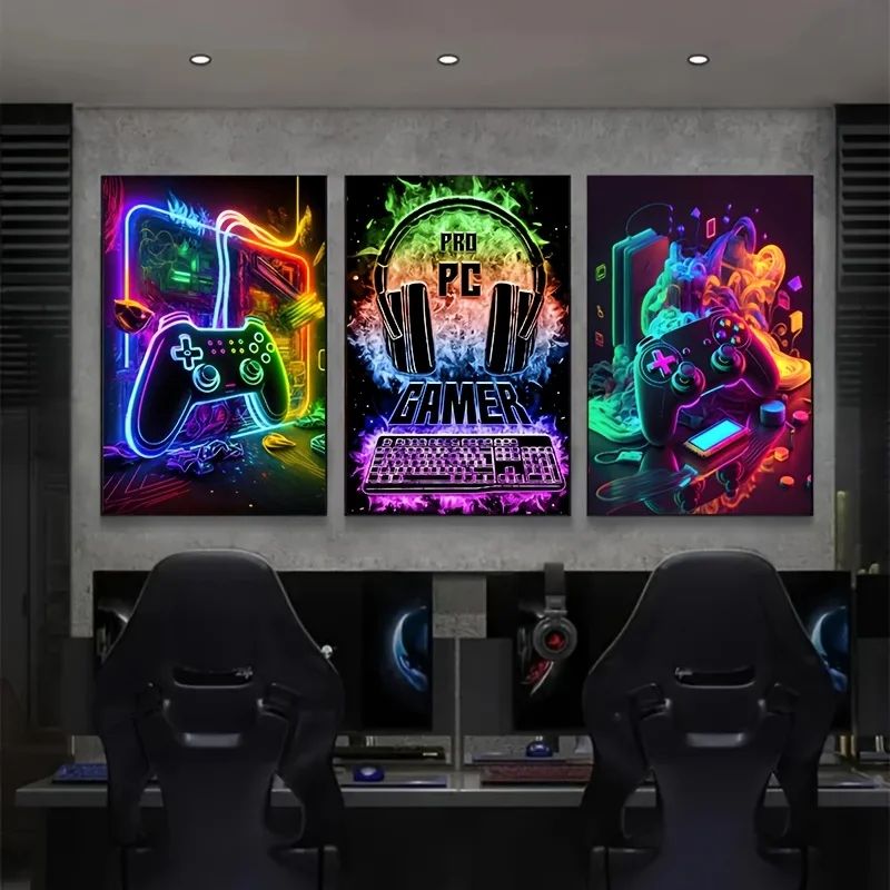 Gaming Wall Art Canvas Set Gamepad Posters For Gamer Room Decor 9