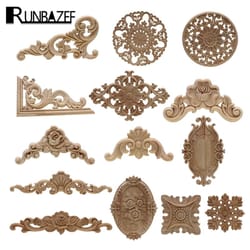 carved wooden applique floral wood decor furniture trim