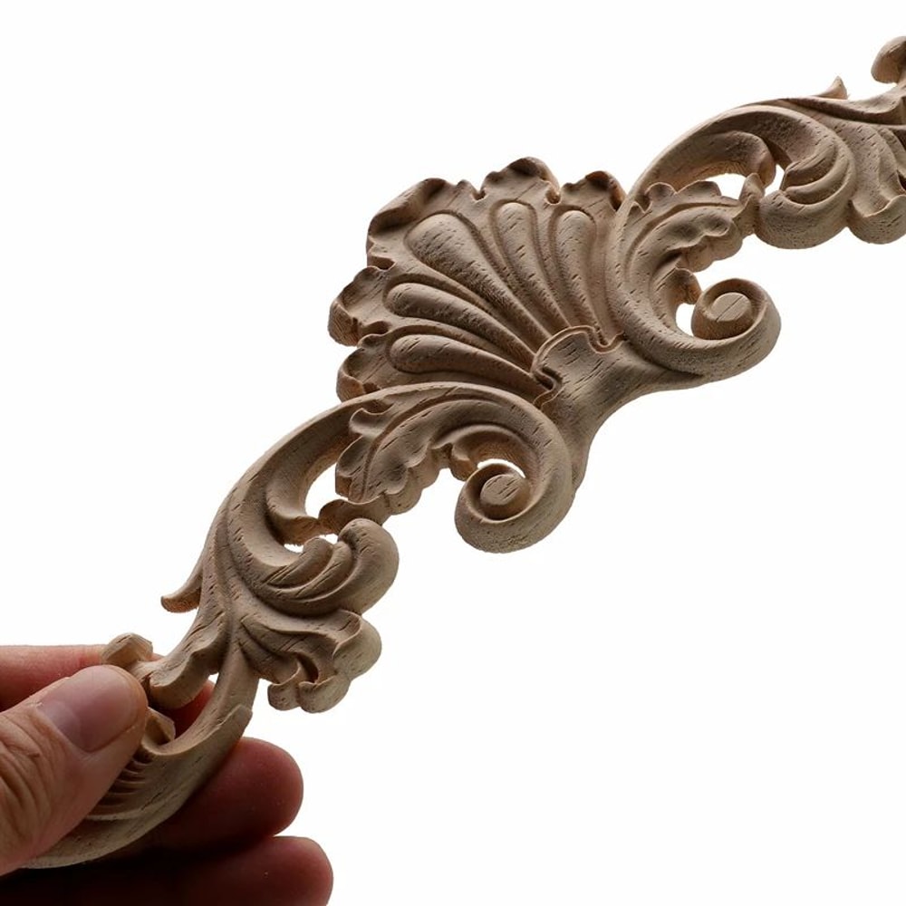 Carved Wooden Applique Floral Wood Decor Furniture Trim 4