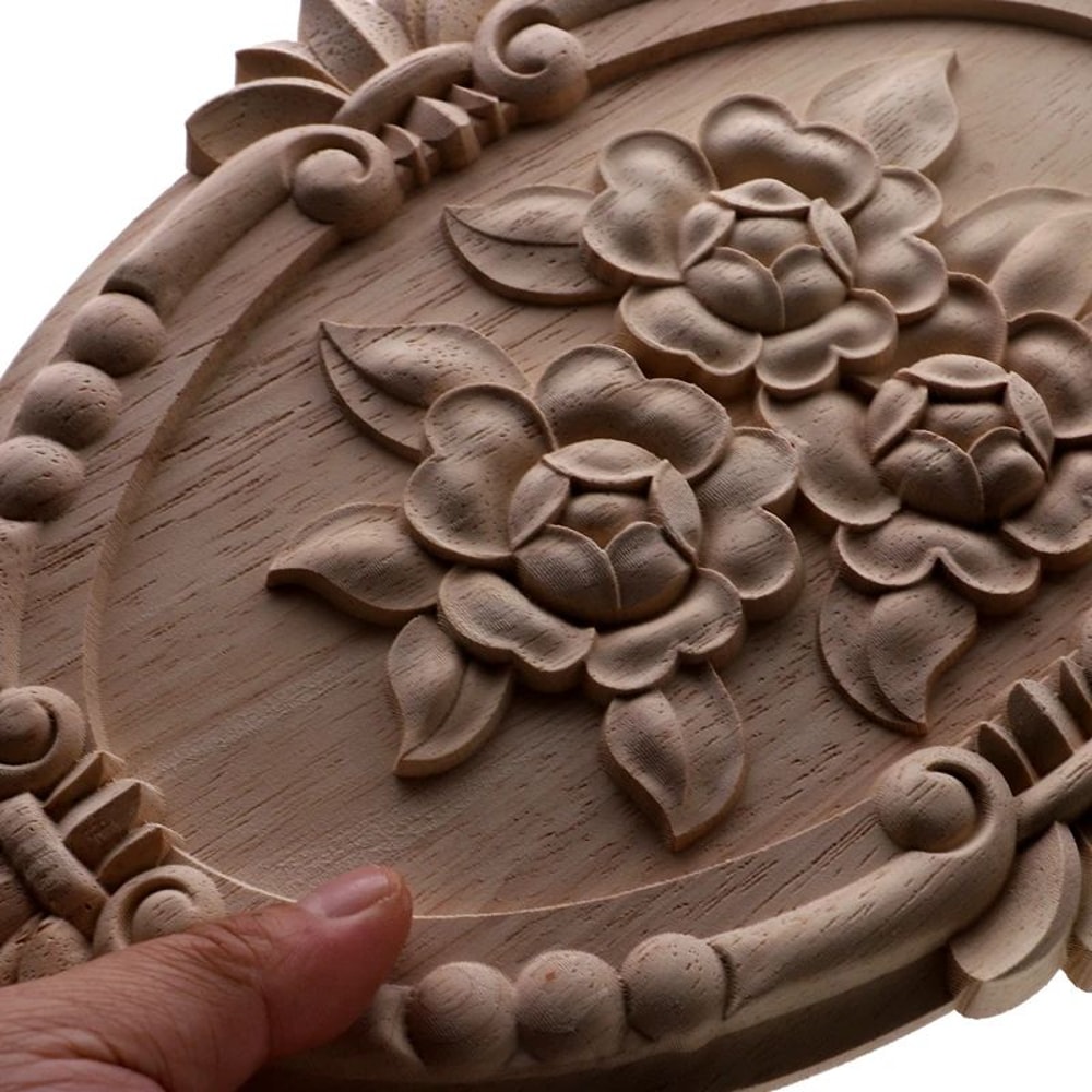 Carved Wooden Applique Floral Wood Decor Furniture Trim 5