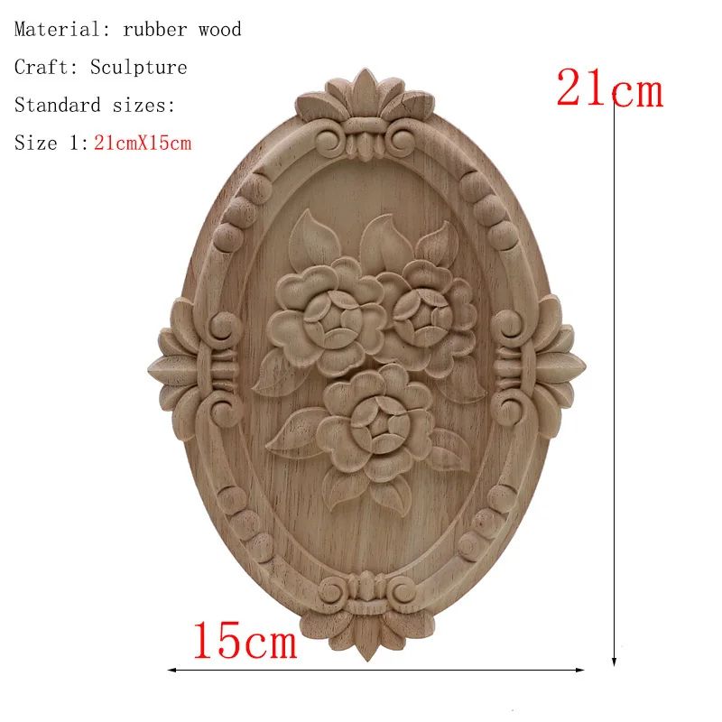 Carved Wooden Applique Floral Wood Decor Furniture Trim 15