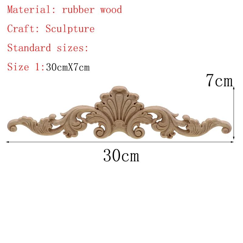 Carved Wooden Applique Floral Wood Decor Furniture Trim 17