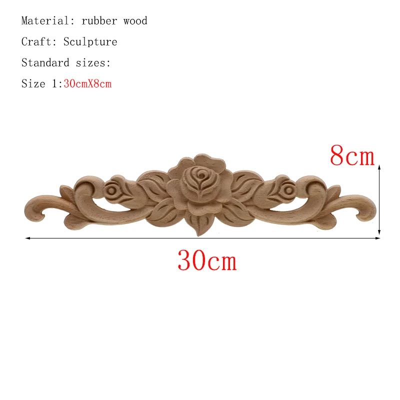 Carved Wooden Applique Floral Wood Decor Furniture Trim 18