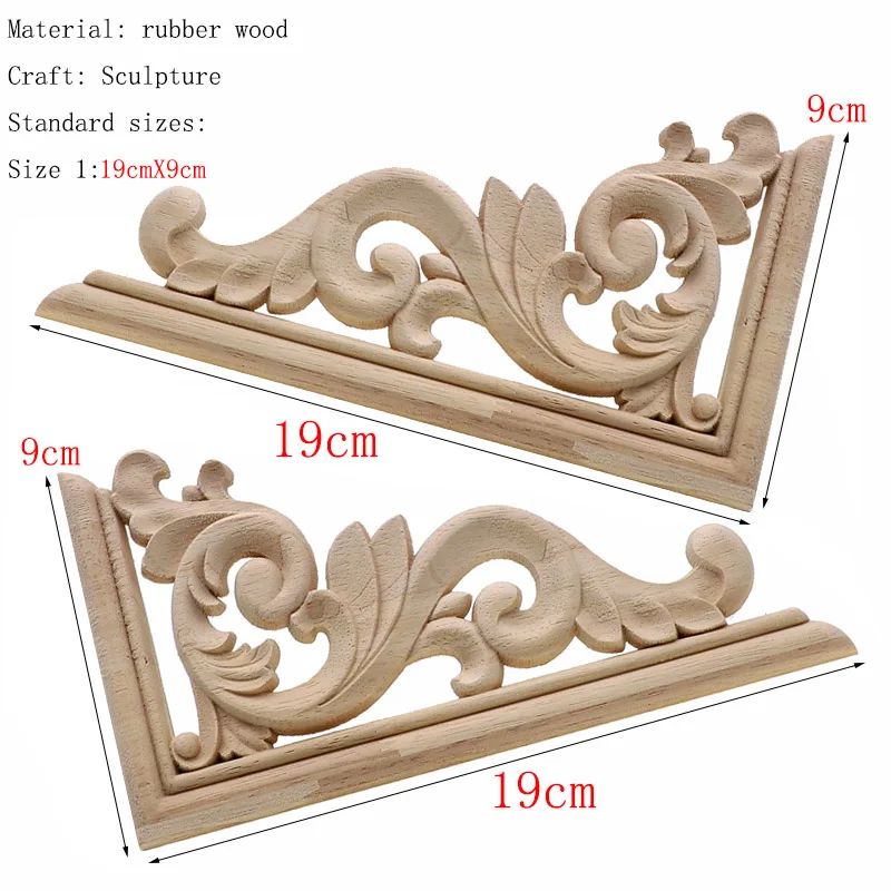Carved Wooden Applique Floral Wood Decor Furniture Trim 9