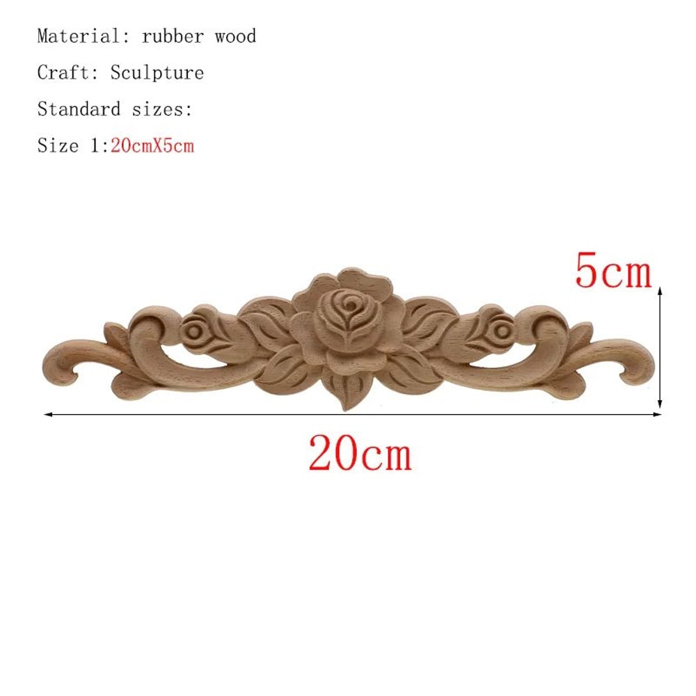 Carved Wooden Applique Floral Wood Decor Furniture Trim 10