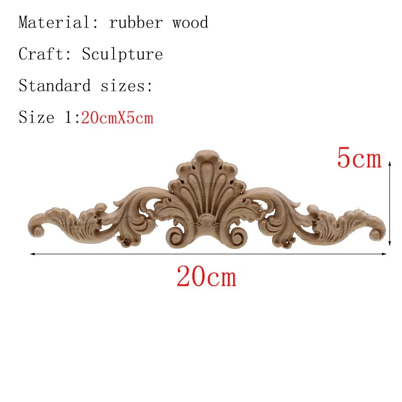 Carved Wooden Applique Floral Wood Decor Furniture Trim 11