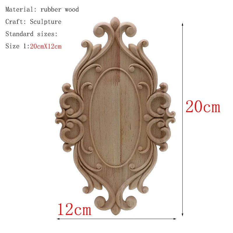 Carved Wooden Applique Floral Wood Decor Furniture Trim 13