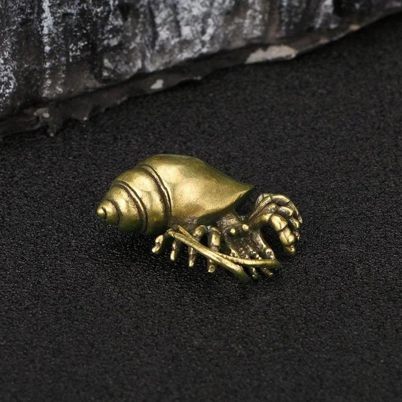 Vintage Brass Hermit Crab Figurine Decorative Desk Ornament 2