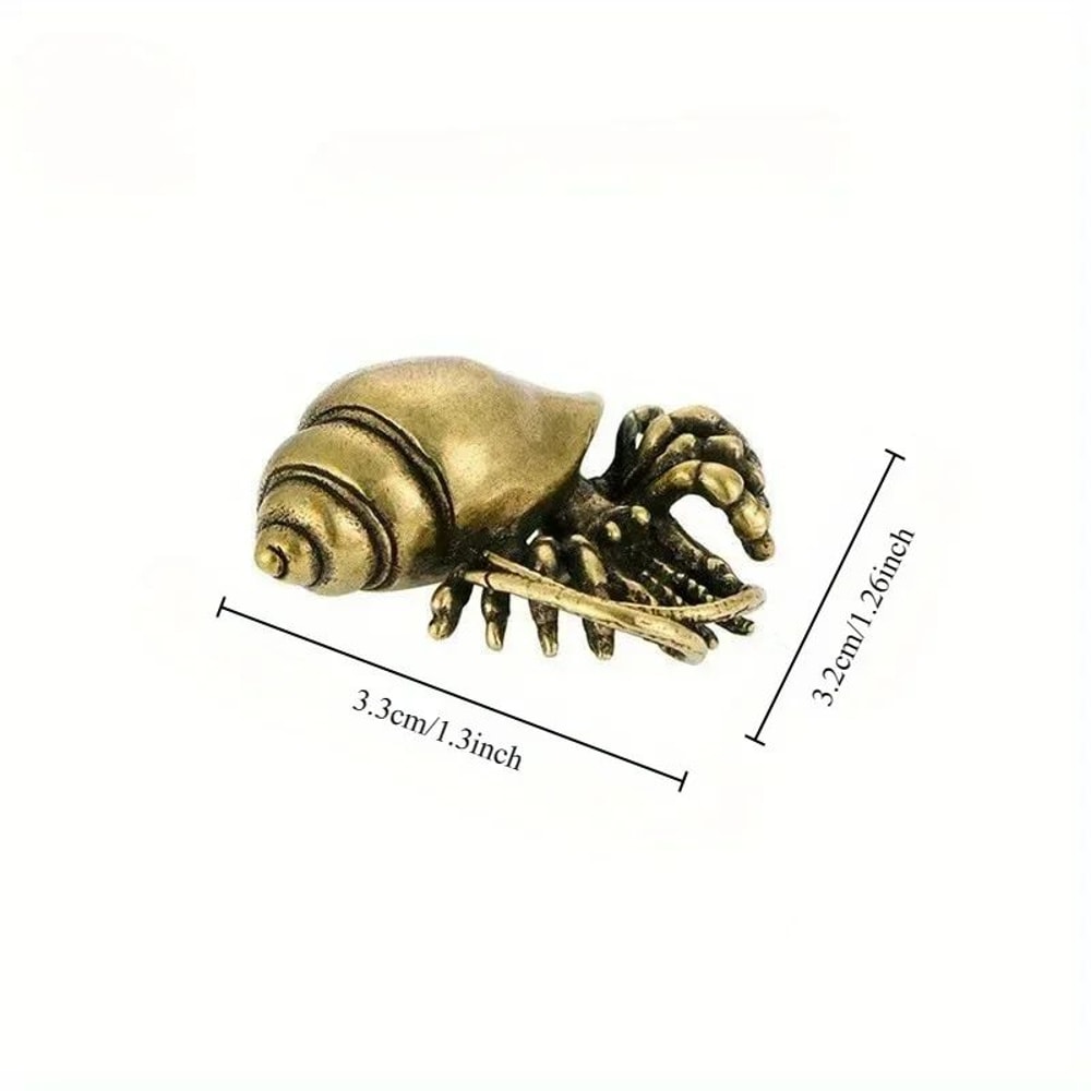 Vintage Brass Hermit Crab Figurine Decorative Desk Ornament 5